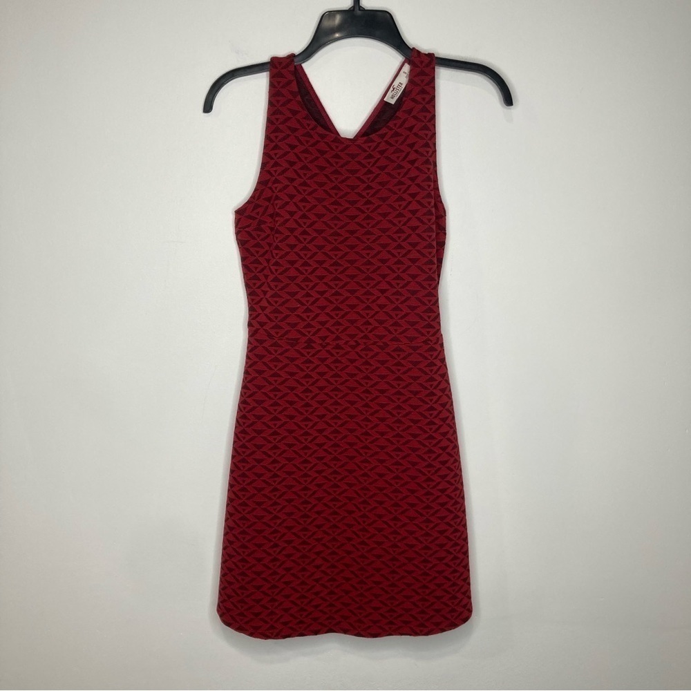 Hollister sleeveless dress red geometric pattern size small